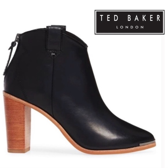 Ted Baker London Kasidy Leather Elegant Black Leather Ankle Boots SZEU35.5/ US